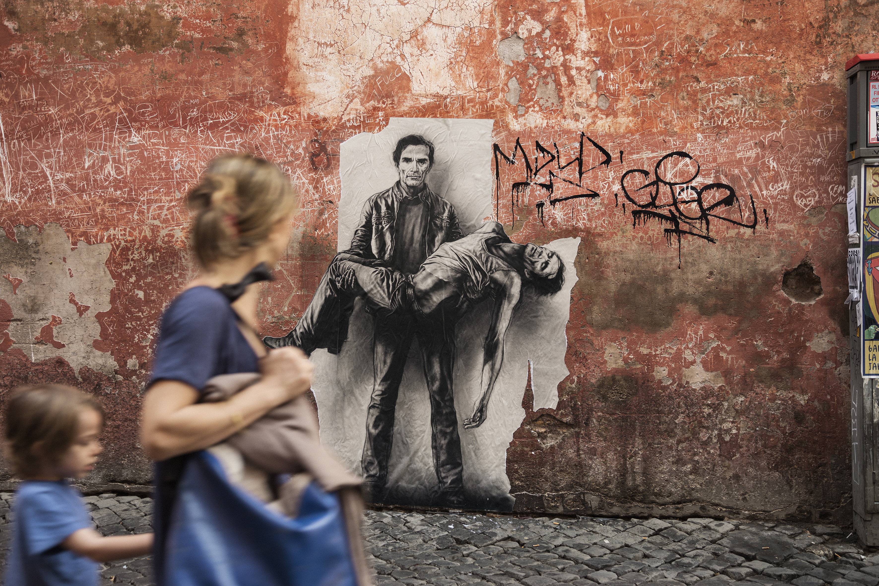 Pasolini assassiné – Si je reviens.  Roma / Trastevere par Ernest Pignon-Ernest