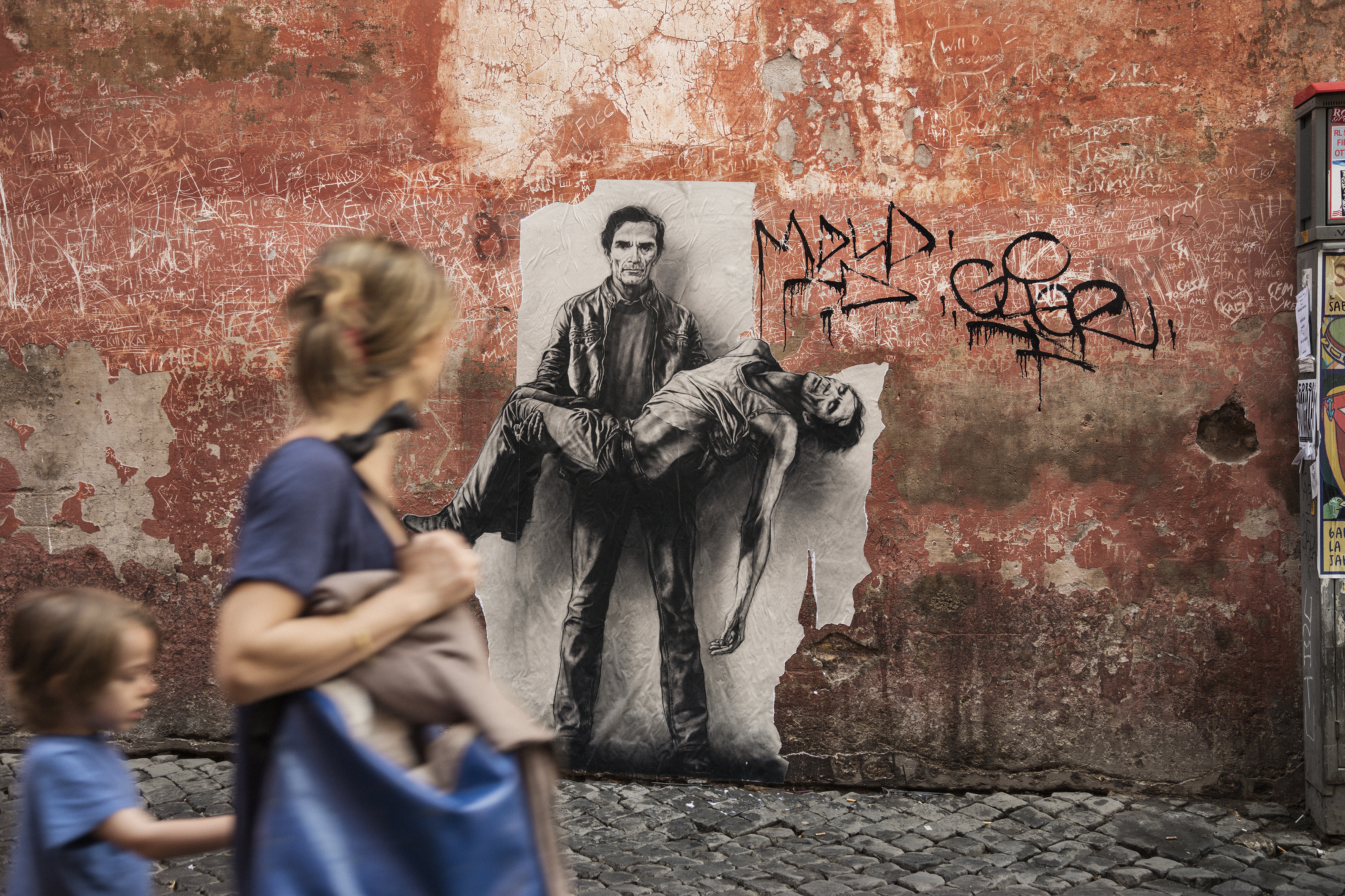 Pasolini assassiné – Si je reviens. Roma / Trastevere par Ernest Pignon-Ernest